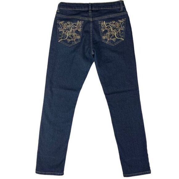 LEXI Dark Denim Blue Embroidered Skinny Jeans Women’s Size 8 - Picture 1 of 8